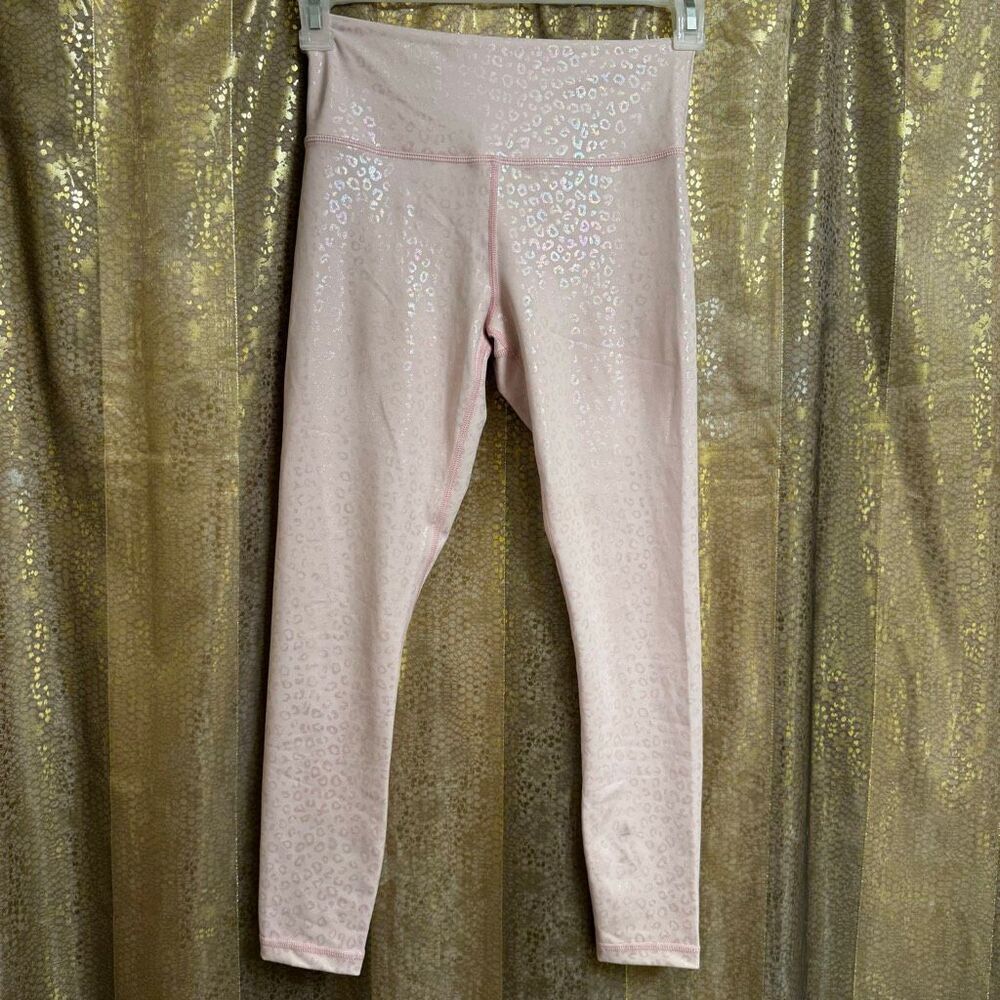 Ziya Active Light Pink Iridescent Cheetah Print High Rise Tights Leggings 4